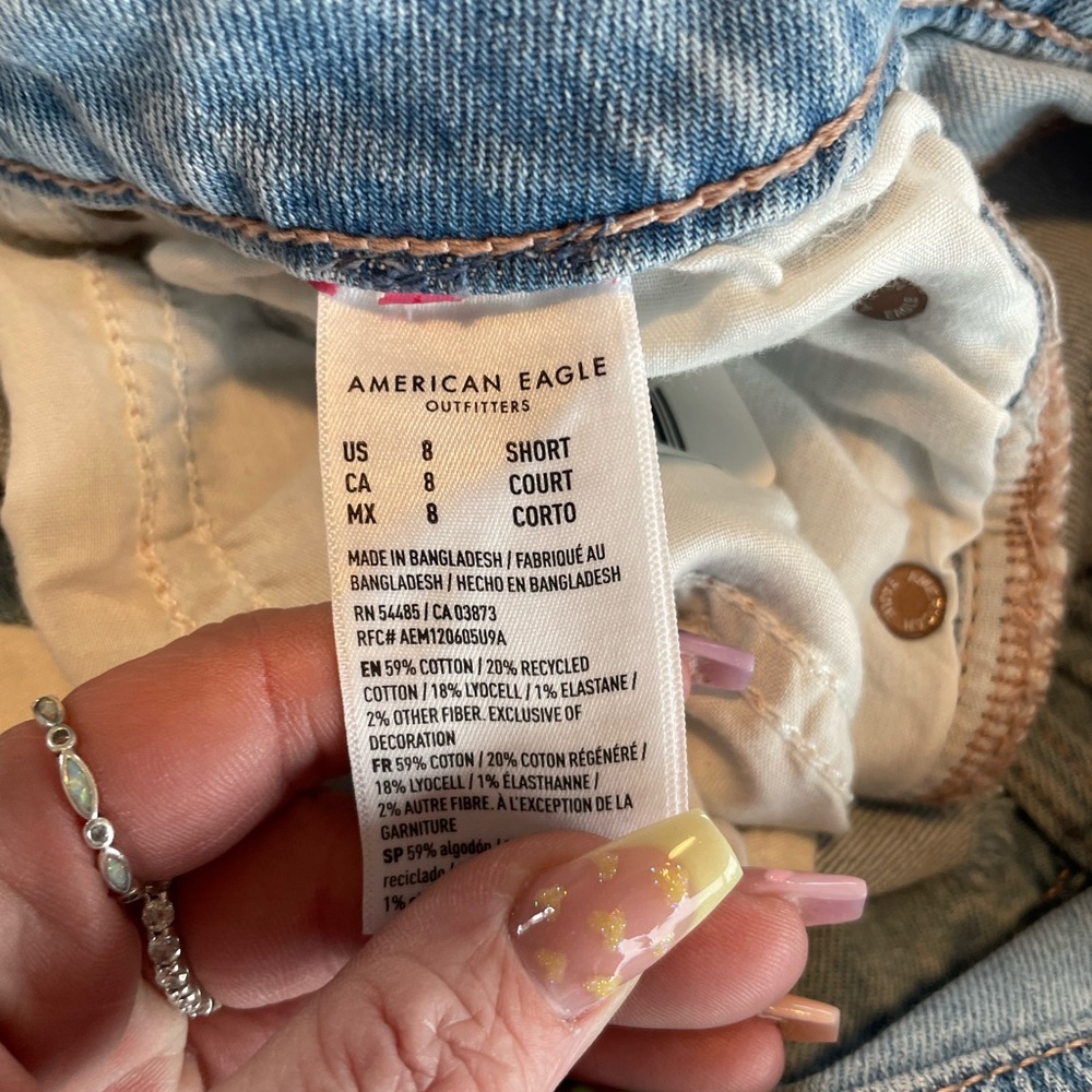 American Eagle Outfitters Distressed Light Blue Wide Leg Jeans - Picture 7 of 8